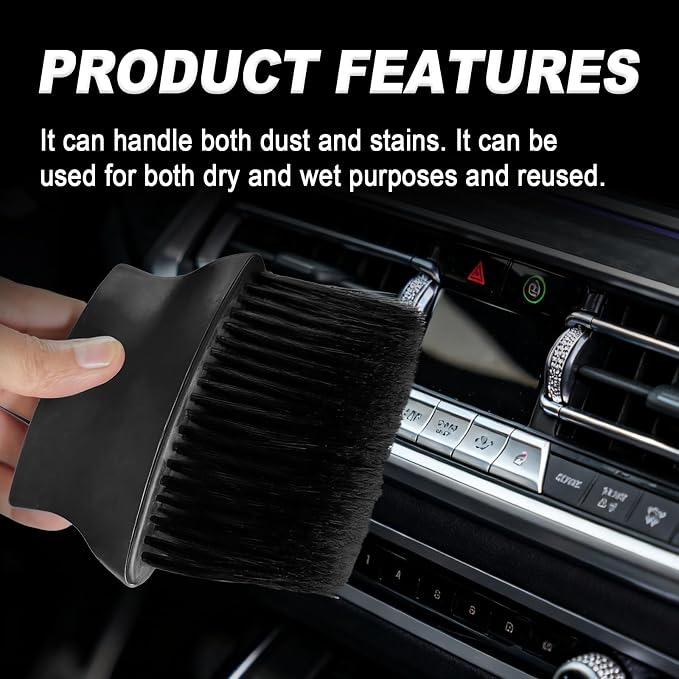 Car Detailing Brush with Ultra Soft Bristles Automotive Interior Cleaning and Dusting Tool for Dashboard Air Vents Leather Computer and Scratch Free Surfaces (Black)