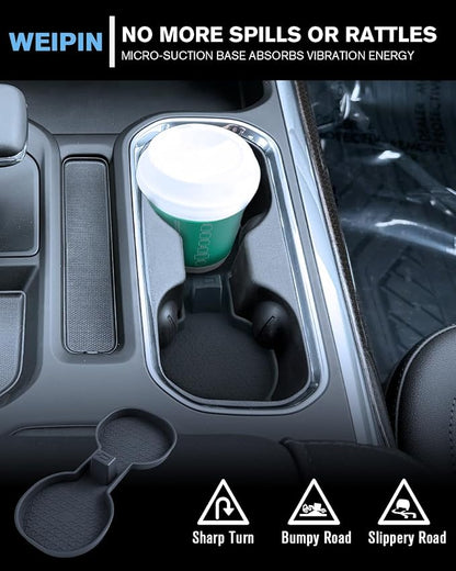 Refreshed Models 2022-2026 Chevy Silverado 1500/GMC Sierra 1500&2024-2026 Sierra 2500HD 3500HD 2PCS Center Console&Armrest Cup Holder Inserts - Full Console w/Bucket Seats Only