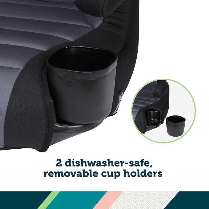 Safety 1st Grow and Go 2-in-1 Booster Car Seat with ComfortWings, Converts High-Back to Backless, 19" Wide, Slim Design, Lightweight, Foldable, Easy-Clean, Cup Holders, 40-100 lbs, Black Sand