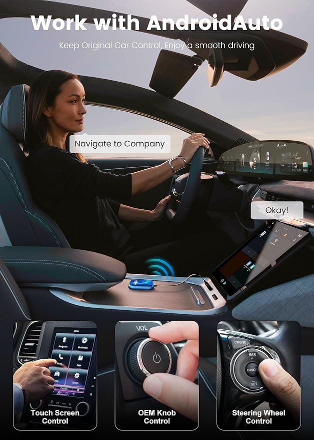 2 in 1 Carplay Wireless Adapter, Converts Wired to Wireless Carplay Adapter for iPhone/Android Auto Wireless Adapter, Near-Zero Latency, Plug and Play for Cars from 2017,Compatible iOS 10+/Android 11+