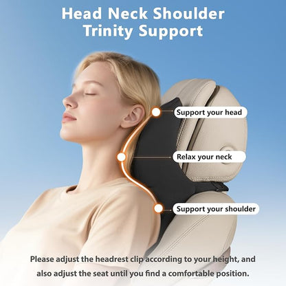 BABUR Car Neck Pillow for Driving Seat, Memory Foam Car Headrest Pillow, Ergonomic Neck Support, Breathable Removable Cover, Adjustable Strap, Pain Relief for Long Drives, Universal Fit | Gray