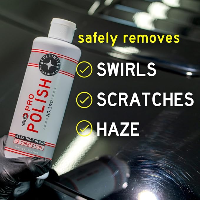 Collinite 390 Machine Polish 16 fl oz - Removes Swirls, Fine Scratches, Compound Haze, Wash Marks/High Gloss & Mirror Finish/DA Use on Cars, Trucks