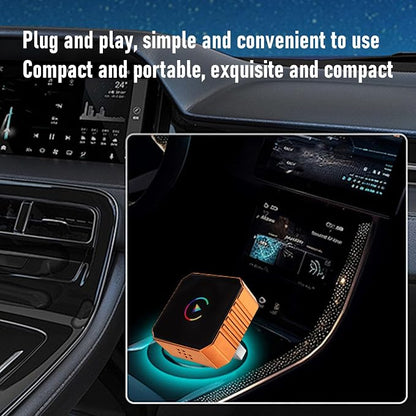 Wireless Car Adapter, Plug and Play Bluetooth WiFi Dual Band Support for car Integration Auto, with Aluminum Alloy Shell and Intelligent Voice Control (White Pattern)