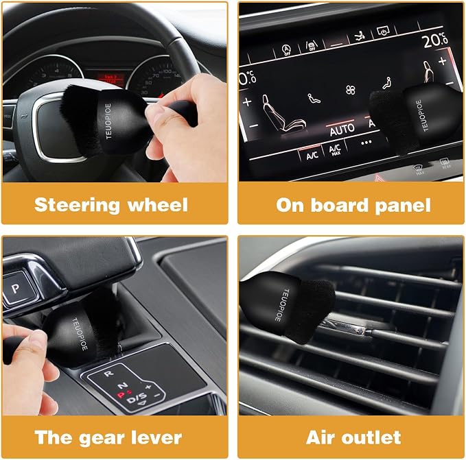 Car Interior Cleaning Brush, Car Duster Interior,Car Detailing Brush Dusting Brush,Car Interior Cleaning Tool, Auto Soft Hair Car Brush,Auto Interior Dust Brush for Air Vents(Black)