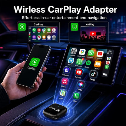 2026 Wireless CarPlay Adapter for iPhone, 3-in-1 Wired to Wireless CarPlay Dongle with AirPlay, 5-Second Auto Connect, Low Latency, USB-A/C for OEM Wired CarPlay Cars