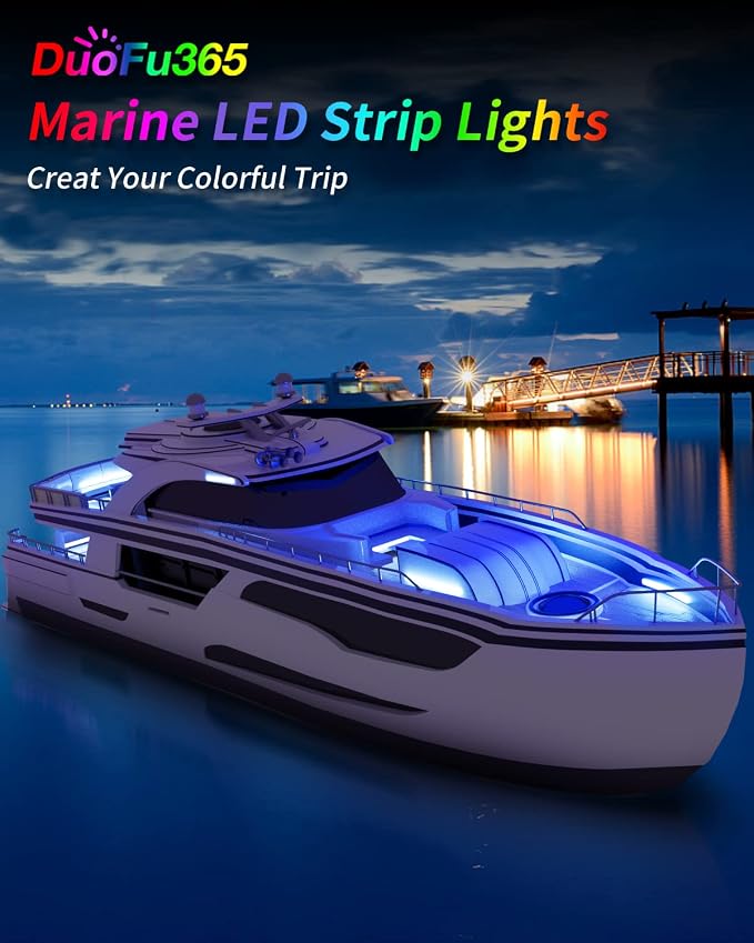 DUOFU365 Blue Led Strip Light,IP68 Waterproof Car Exterior Light Strip,Golf cart led Lights Cuttable for Automotive Motorcycle Golf Cart Marine Boat Cargo Home Decoration Led Strip,12inch (Pack of 4)
