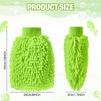 48 Pack Car Wash Mitt Bulk Microfiber, 10'' x 8'' Chenille Car Wash Mitt Gloves, Scratch Free Double Sided No Lint No Marks for Truck SUV and All Vehicle Surfaces (Lime Green)