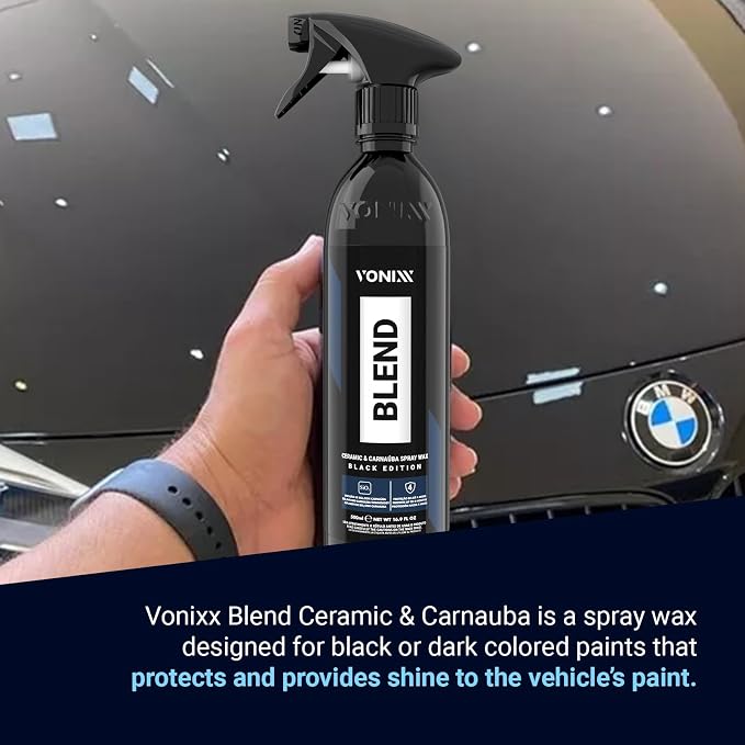 Vonixx Blend Ceramic & Carnauba Spray Wax - Black Edition | Deep Shine for Dark Paints | Superior Automotive Care Solution | Conceals Swirls and Scratches | Car wax Essential | 16.9 fl oz (500 ml)