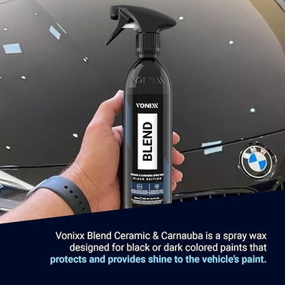 Vonixx Blend Ceramic & Carnauba Spray Wax - Black Edition | Deep Shine for Dark Paints | Superior Automotive Care Solution | Conceals Swirls and Scratches | Car wax Essential | 16.9 fl oz (500 ml)