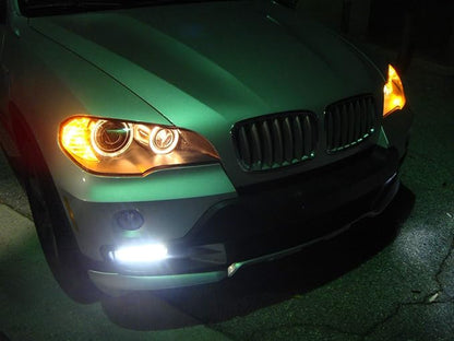 iJDMTOY 7-Inch Universal Fit Clear Lens Xenon White High Power LED Daytime Running Light Bar (DRL) With Brackets, Wirings