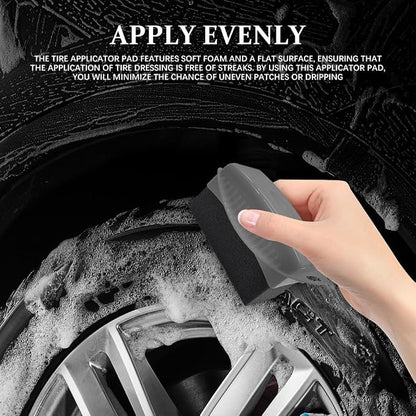 Tire Dressing Applicator, Tire Shine Applicator, Wheel Waxing Wipe Polishing Sponge with Lid, Car Accessories Reusable Wheel Detailing Foam Fit for Vehicle Waxing Polishing Cleaning (Gray)