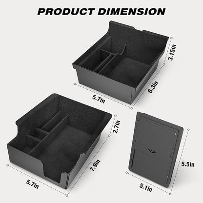 Nilight Upgraded Accessories Compatible for Tesla Model 3 2021-2023 Model Y 2021-2024, Center Armrest Console Organizer Tray and Hidden Storage Box, 3-Pack