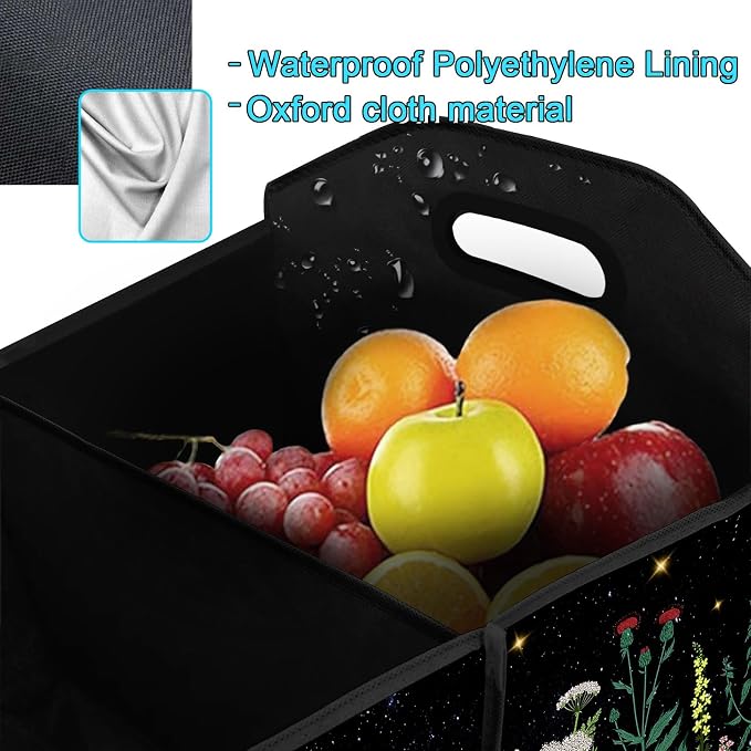 WildFlower 50L Waterproof Polyester Trunk Organizer Car Storage MultiCompartment Large Capacity Poket