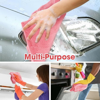 Shimeyao 30 Pcs 16 x 16 Inch Edgeless Microfiber Plush Towels for Cars Detailing Drying Wash Polishing Absorbent Cleaning Cloths, 500 GSM(Vivid Red)