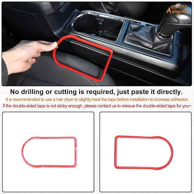 Aunginsy Car Gear Shift Panel Cup Holder Trim Ring Compatible with Toyota Tacoma 2016-2023 Truck Center Console Gear Shifter Cup Holder Panel Decorative Frame Protection Cover ABS Interior Accessories
