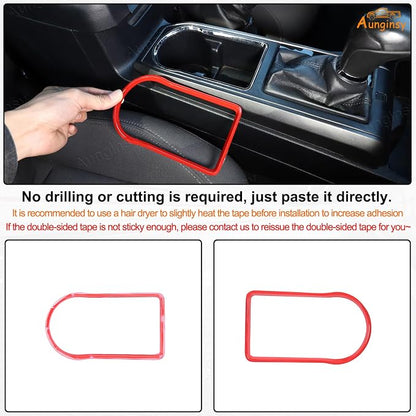 Aunginsy Car Gear Shift Panel Cup Holder Trim Ring Compatible with Toyota Tacoma 2016-2023 Truck Center Console Gear Shifter Cup Holder Panel Decorative Frame Protection Cover ABS Interior Accessories