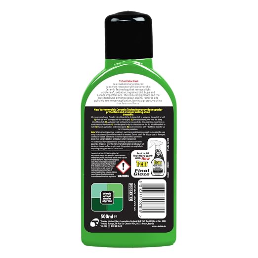 T-Cut Color Fast 3-in-1 Paint Restorer, Green - Scratch Remover, Ceramic Car Wax & Color Enhancer - Removes Swirls & Oxidation, 17 oz