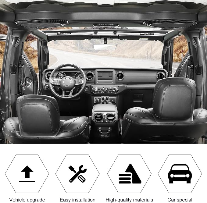 RT-TCZ Carbon Fiber Interior Trim Kit Cover Center Console Decoration Accessories Compatible with Jeep Wrangler JL JLU & Gladiator JT 2018-2023 23PCS