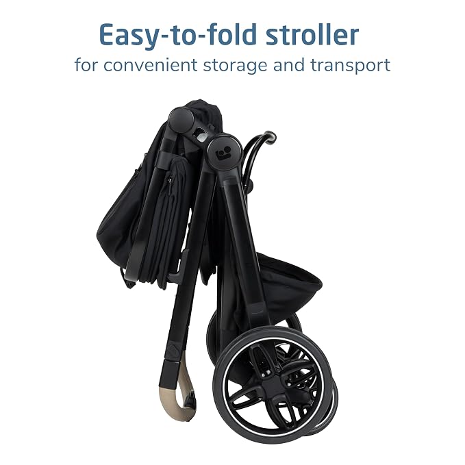 Maxi-Cosi Zelia Pro 5-in-1 Travel System with Mico Pro Infant Car Seat and Baby Stroller Combo, Reversible Seat, Large Wheels, Adjustable Handle, Newborn to Toddler, Lightweight, Caspian Caviar