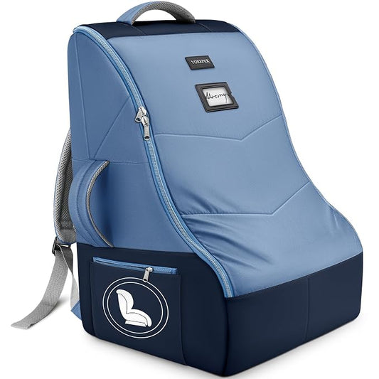 YOREPEK Carseat Travel Bag for Airplane, Heavy Duty Carseat Bags for Air Travel with Wear-Resistant Bottom, Adjustable Shoulder Straps, Padded Car Seat Travel Bag for Gate Check, Blue