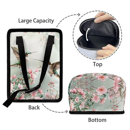 Talayituse Hummingbird Floral Print Car Trash Can with Lid, Leak Proof Auto Trash Bag Hanging Vehicle Garbage Can Multipurpose Storage Container for Back Seat Road Trip
