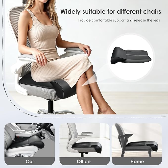 FLORICH Car Seat Extender Leg Support Cushion for Driver Seats Office Chair, Leather Widened seat Cushion for Long Drivers Universal Car Seat Cushion Legs Rest Pads-Black