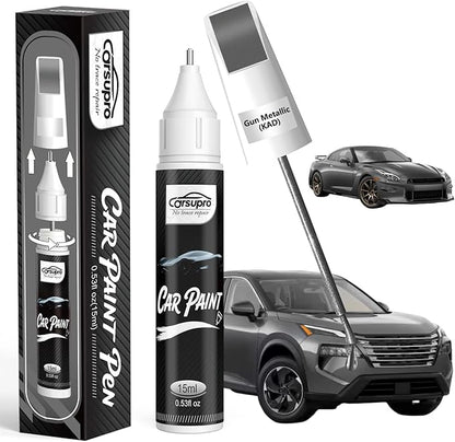 Gun Metallic(KAD) for Nissan Touch Up Paint Pen, 2 in 1 Car Scratch Remover with Pen Tip and Brush, Precise Color Match for Car Paint Scratch Repair, Quickly and Easily Fix Chips and Nicks