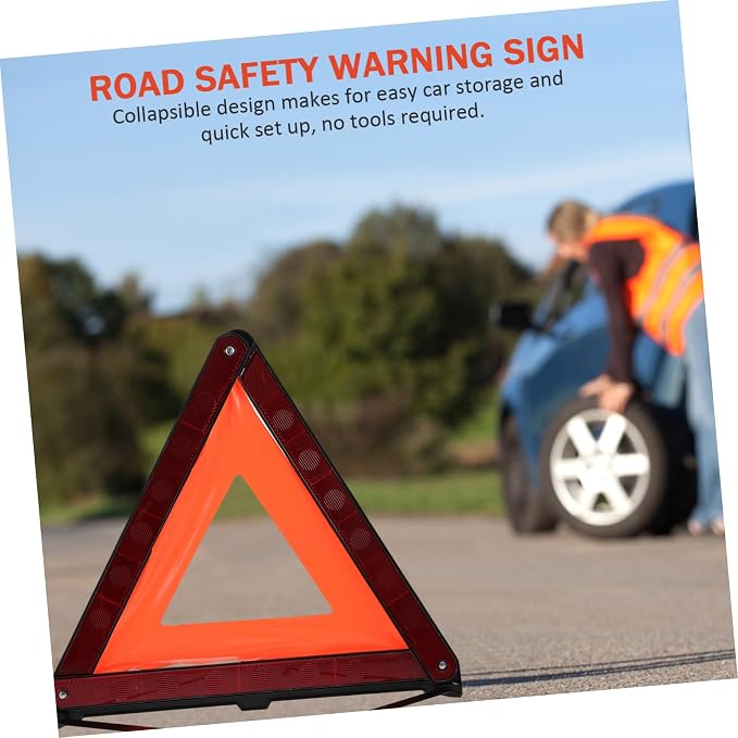 MAGICLULU 3pcs Roadside Warning Triangle Sign Kit Reflective Emergency Warning Signs for Vehicles Design for Easy Storage Stable Base for Night