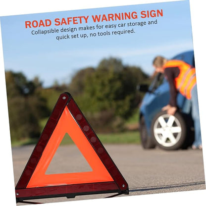 MAGICLULU 3pcs Roadside Warning Triangle Sign Kit Reflective Emergency Warning Signs for Vehicles Design for Easy Storage Stable Base for Night