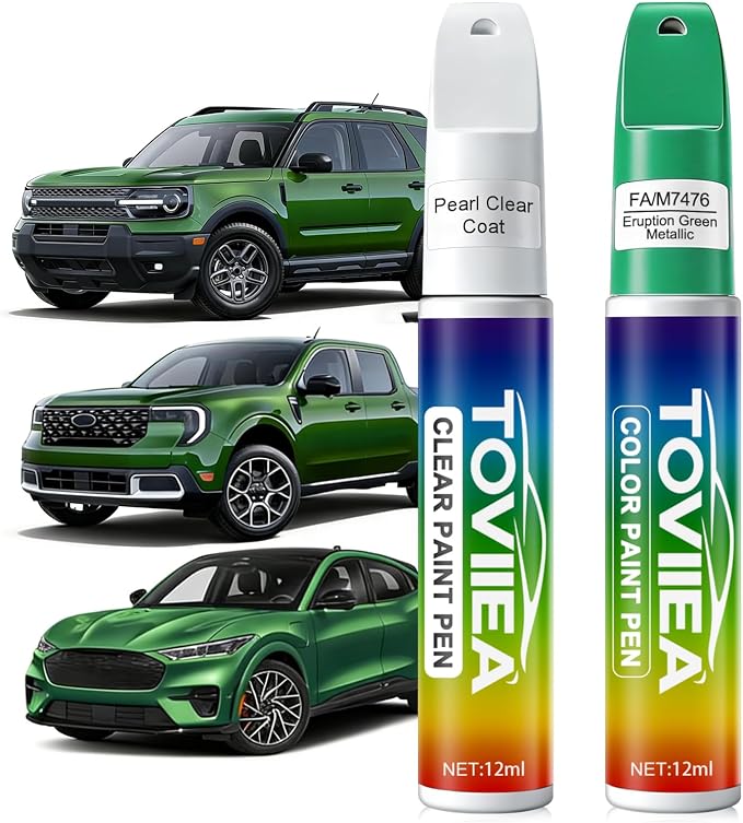 Eruption Green Metallic(FA/M7476) Touch Up Paint Compatible with Ford,2-In-1 Car Scratch Remover Pen,Car Paint Scratch Repair Kit for Scratches,Chips & Nicks,2-PCS SET