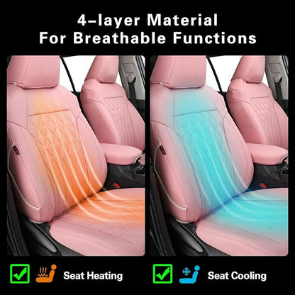 EKR Rav4 Seat Covers Custom Fit for Toyota Rav4 LE(NOT for Hybrid) 2013 2014 2015 2016 2017 2018,Leather Car Pink Seat Cover for Women SUV Full Set,Faux Leather(Pink)