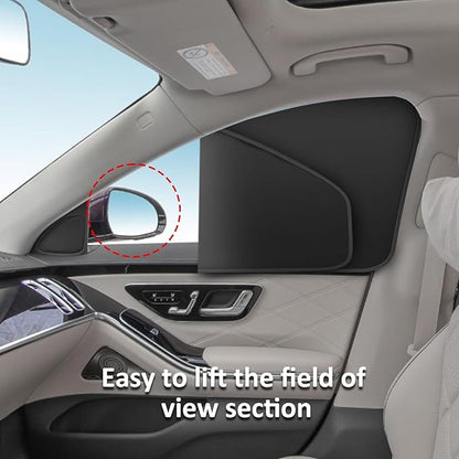 Car Curtains for Side Window - Thin Suede 4 Pcs Privacy Sun Shades Magnetic 100% Block Light Car Window Covers with Cooler Feeling (Thin, 4pcs)