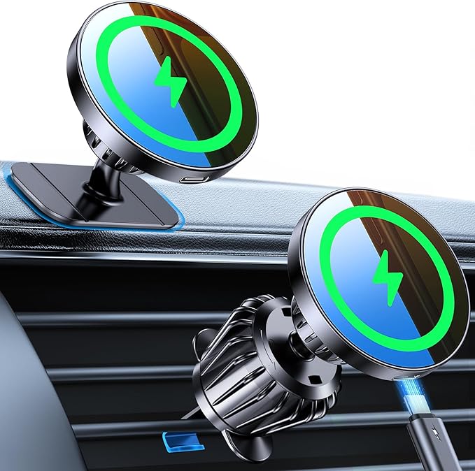 Kaistyle for MagSafe Car Mount Charger【Stronger Magnets】Magnetic Wireless Car Charger with Dashboard Pad Mounting Phone Holders for Your Car Accessories for Women Men Car Mount for iPhone 17 16 15 14