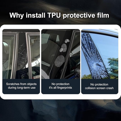 KUNGKIC for 2024 2025 Mini Cooper S F65 5-Door A B C Window Pillar Scratch Prevention TPU Film Exterior Accessories Transparent