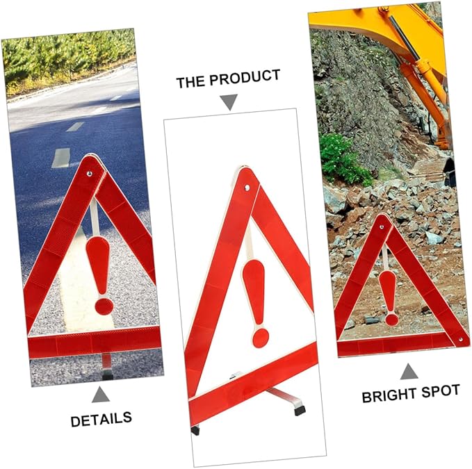 4pcs Adopted is Sturdy and Practical Triangle Warning Sign Car Warning Sign Road Safety Kit for
