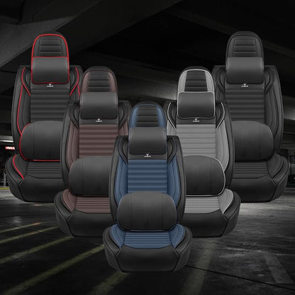 Seat Covers Fit for Nissan Rogue 2015-2026, Breathable and Comfortable Leather Car Seat Cover, Deluxe Waterproof Cushion Cover Auto Interior Accessories,Standard (Black Blue)