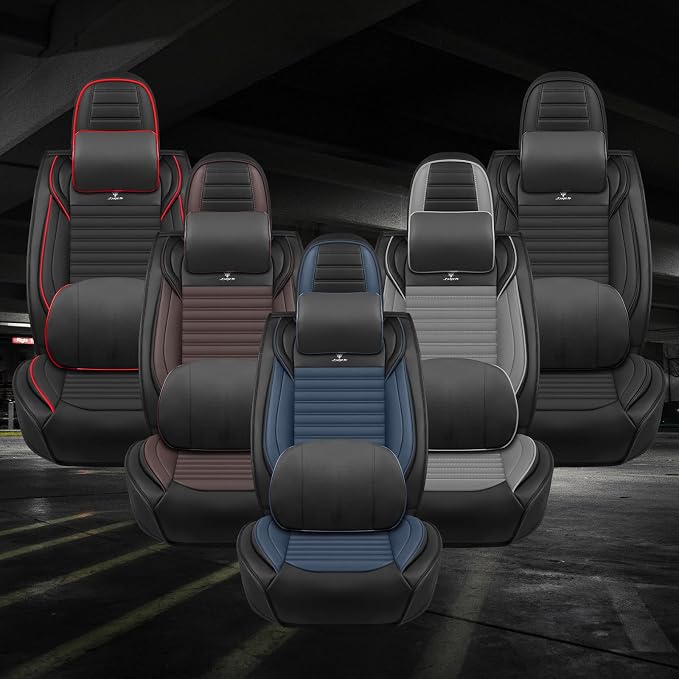Seat Covers Full Set Fit for Nissan Rogue 2015-2026, Breathable and Comfortable Leather Car Seat Cover, Deluxe Waterproof Cushion Cover Auto Interior Accessories (Black Blue)