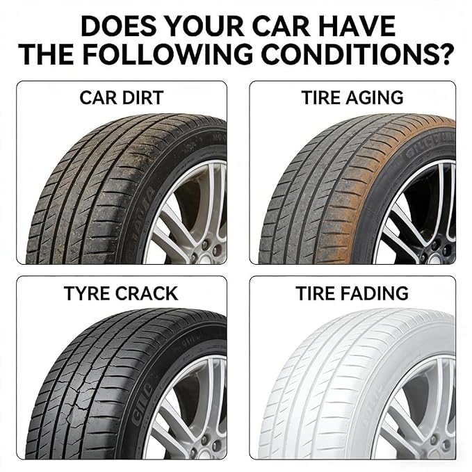 Tyre Nourish Cream, Powerful Wheel Cleaning Refurbish Wax, Tire Nourish Wax Cream, Tire Waxs, Car Tires & Plastic Trim Renewal Paste - Restores Shine, for Car Trucks Motorcycles Tires (1 Pc)