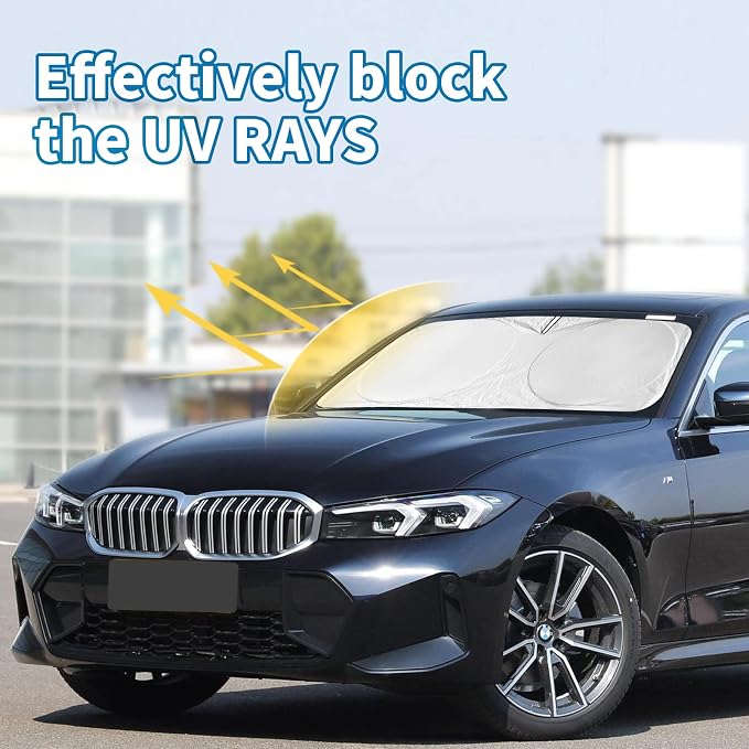 Sun Shade for BMW 3 Series 2019-2025 Windshield Sunshade- Front Window Shade for BMW 330i, 328i, 335i, 320i, 325i F30 F31Sun Visor Protector Blocks UV Rays Heat Sun Shield Accessories