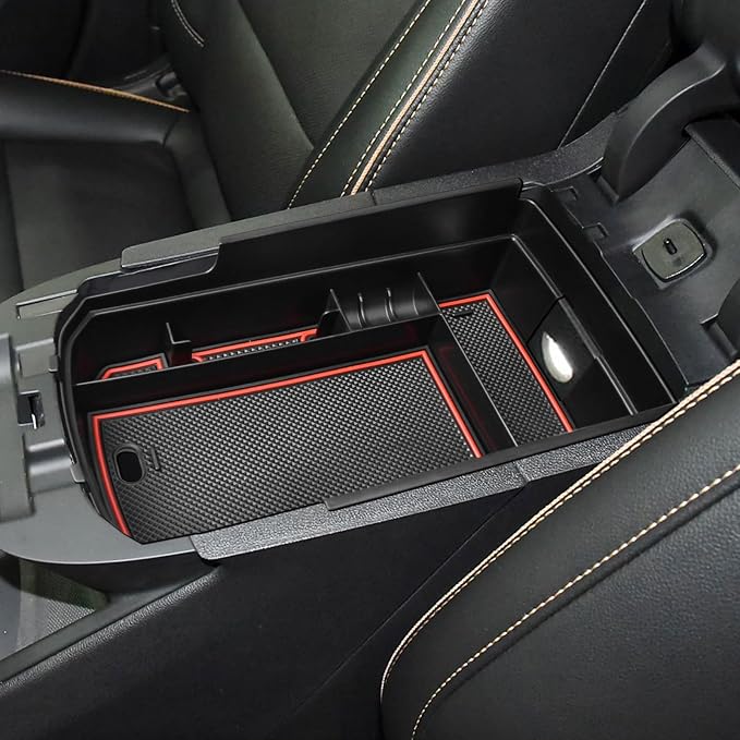 HGWEI Center Console Organizer Compatible with GMC Terrain 2018-2024 Interior Accessories Terrain SL/SLE/SLT/AT4/Denali Middle Insert Tray Armrest Storage Box with Coin Holder (NOT FOR 2025-2026) Red