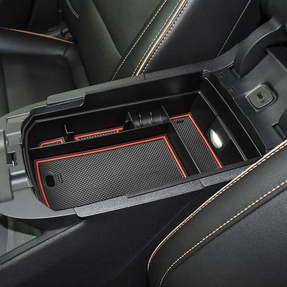 HGWEI Center Console Organizer Compatible with GMC Terrain 2018-2024 Interior Accessories Terrain SL/SLE/SLT/AT4/Denali Middle Insert Tray Armrest Storage Box with Coin Holder (NOT FOR 2025-2026) Red