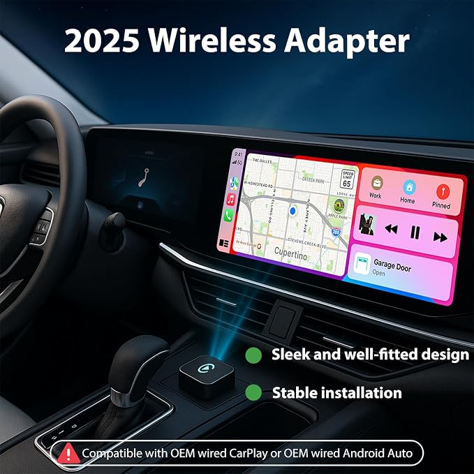 Sunweyer S40 Super Mini CarPlay Adapter Wireless Android Auto Car Kit-for Factory Wired CarPlay Cars, Auto Connect Wireless Adapter