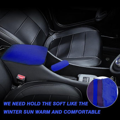 7PCS Set car Interior Aesthetic Accessories, Fluffy 15 inch Steering Wheel Cover, armrest pad, seat Belt Cover,Gear Shift Cover, Fit Girly car Accessories for Women.
