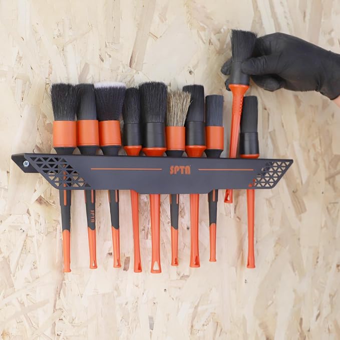 SPTA Car Detailing Brush Holder Detail Brush Rack Detailing Brushes Organizer, Ideal for Garage Workshop, Putting 12 car Detailing Brushes