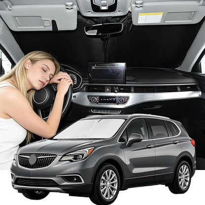Windshield Sunshade for Buick Envision 2016-2020 Sun Shade Car Windshield Accessories Upgrade 4 Layers Blocks UV Rays Custom Fit Envision 240T Car Window Shades Front Windshield Keep Cool