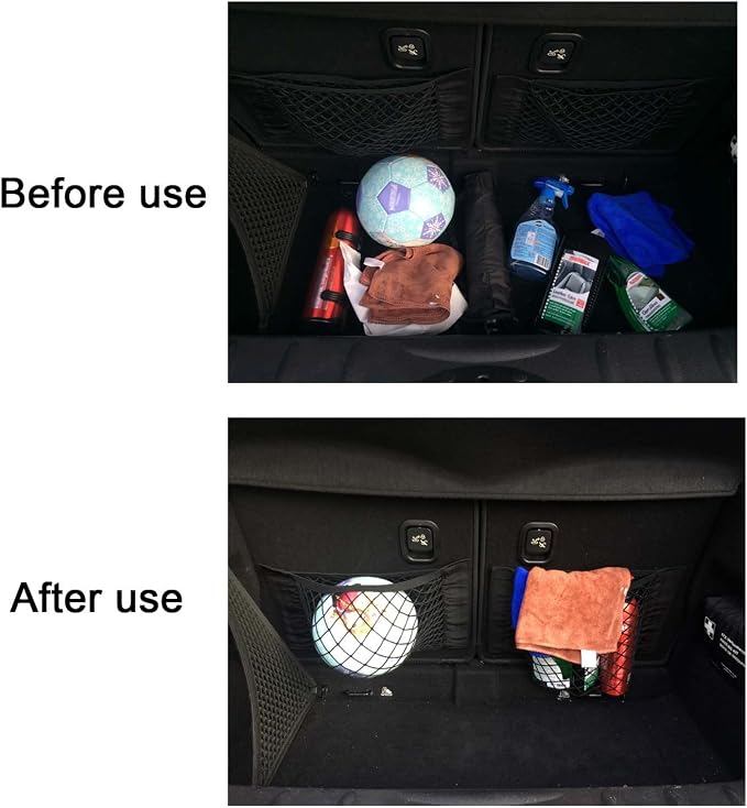 Universal Mesh Cargo Net Storage Net Wall Sticker Organizer Pouch Bag Storage Mesh Net for Car Trunk Storage Add On Organizers for Car Truck (15" x 9.5" (2 Packs))