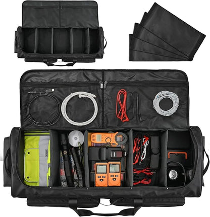 Under Seat Storage Bag Compatible with SuperCrew Cab,Truck Underseat Organizers and Storage with 4 Removable Divider and Anti-slip Bottom,Underseat Tool Box Fits for Crew Cab(Full Size Trucks)