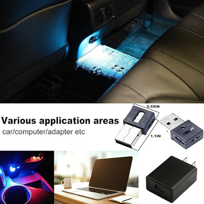 Three Sides Emit Light USB Type-A Car LED Ambient Light 7Leds RGB Atmosphere Lamp, Interior Dimmable Mood Lighting for Cars/SUV/Trucks