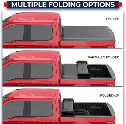 MOSTPLUS 6.5FT Quad Fold Soft Folding Truck Tonneau Cover Compatible for 2004 2005 2006 2007 2008 Ford F150 F-150 (Excl. 2004 Heritage) Fleetside Four Fold On Top 78Inch
