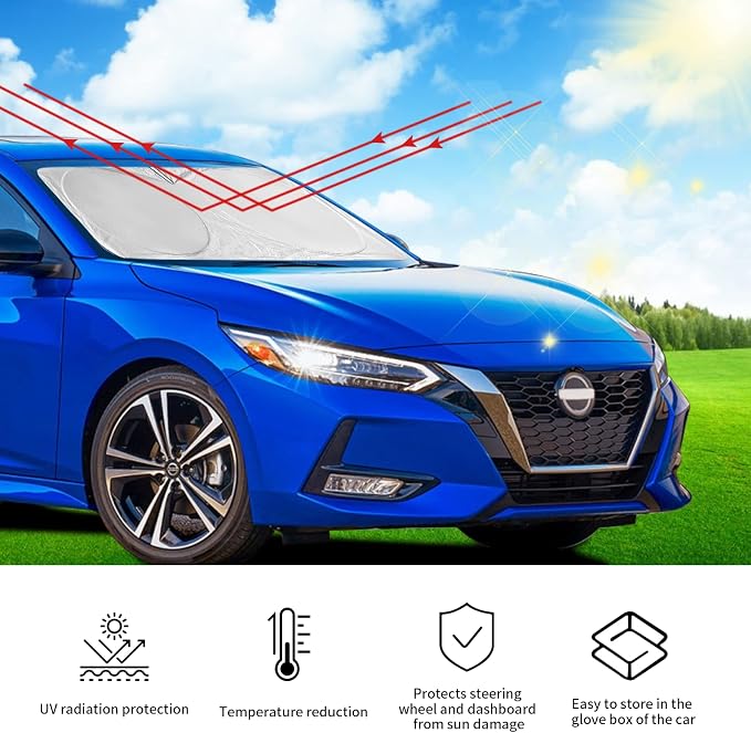 Custom Fit Nissan Murano 2015 2016-2022 2023 2024 2025 Windshield Sun Shade for Murano Front Window Sunshade 240T Upgrade Foldable Cover Sun Visor Shield Protector Blocks UV Rays Car Accessories